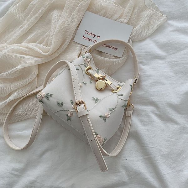 

flowers embroidery bucket crossbody bags for women 2020 handbags designer sac ladies shoulder messenger bag