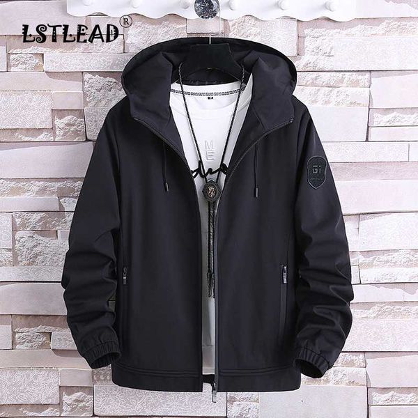 

autumn jacket male korean style slim jacket student trend personality handsome spring and autumn men's wear with hood, Black;brown