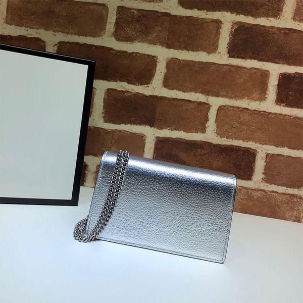 

classic fashion 7a high-end quality ladies shoulder bag silver glitter material leather long shoulder strap cross-body small square bag