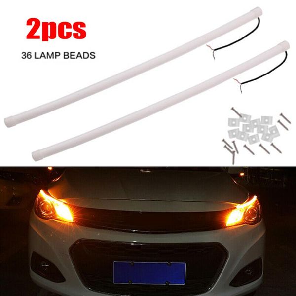 

2pcs 45cm led switchback tube light strip amber sequential flow turn signal light bar used for 12v dc vehicle