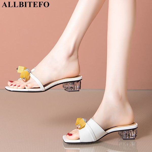

allbitefo transparent heel summer shoes genuine leather women heels fashion women slippers cool high heel shoes flip flops, Black
