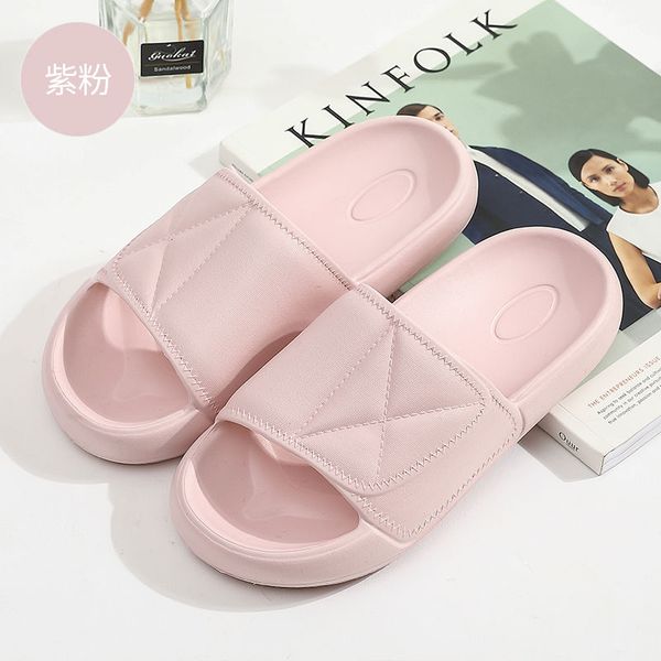 

women's slippers summer home indoor thick bottom bathroom non-slip shoes 2020 new soft bottom wear a flat drag, Black