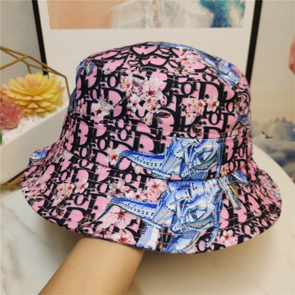 

fashion stingy brim hats with print pattern breathable casual fitted beach hats with letters optional high quality, Blue;gray