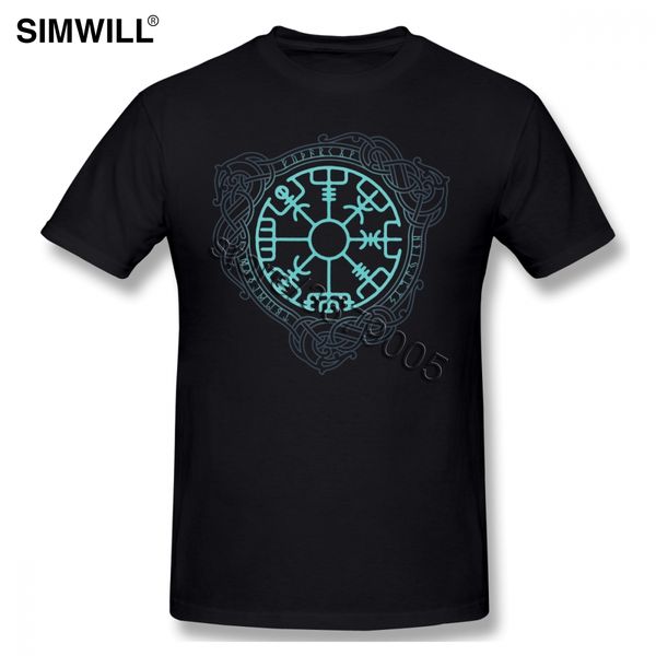 

vegvisir old norse runes t shirts men's pure cotton tees viking rune circle with odin's tshirt short sleeves leisure t-shirt