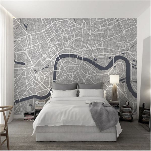 

wallpapers p custom european 3d murals map of london line gray environment friendly non-woven embossed kitchen living room