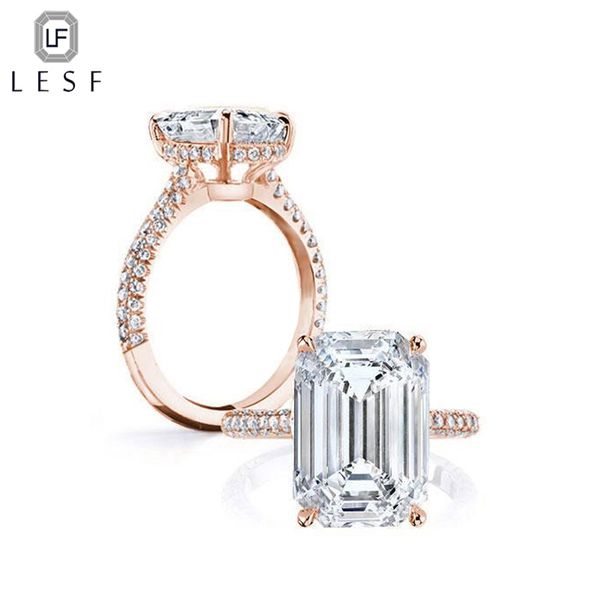 

lesf luxury 6 ct 925 sterling silver rings for women rose gold engagement wedding ring sona diamond women jewelry, Golden;silver