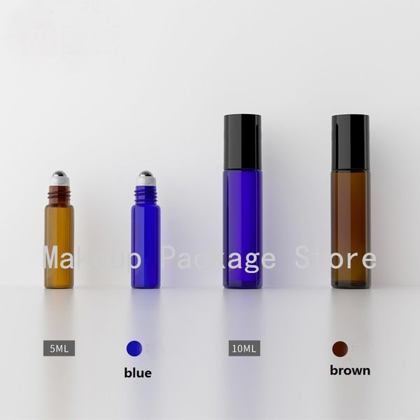 

storage bottles & jars 30pcs 5ml10ml empty blue/brown essential oil with glass roller roll-on jar for cosmetic perfume contianer shell packa