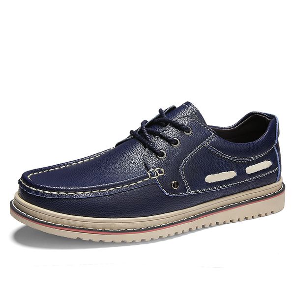 

new design leather men's shoes comfortable loafers non-slip men casual shoes fashion driving boat moccasins, Black
