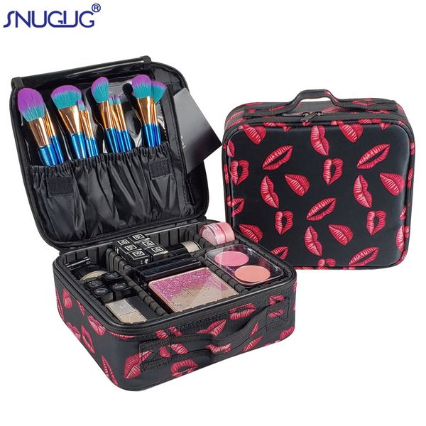 

lips brand cosmetic case professional make up organizer beautician women makeup bag oxford large cosmetic bag