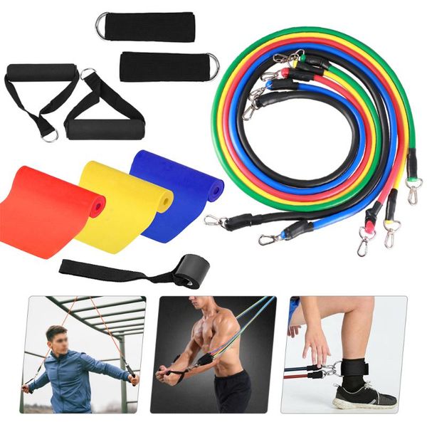 

14pcs resistance bands tube bands workout fitness door anchor ankle strap cushioned handles yoga stretching carry bags