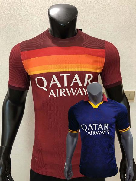 

2019 2020 2021 player version roma soccer jerseys mkhitaryan kluivert de rossi totti pellegrini 20 21 football player tight shirt, Black;yellow