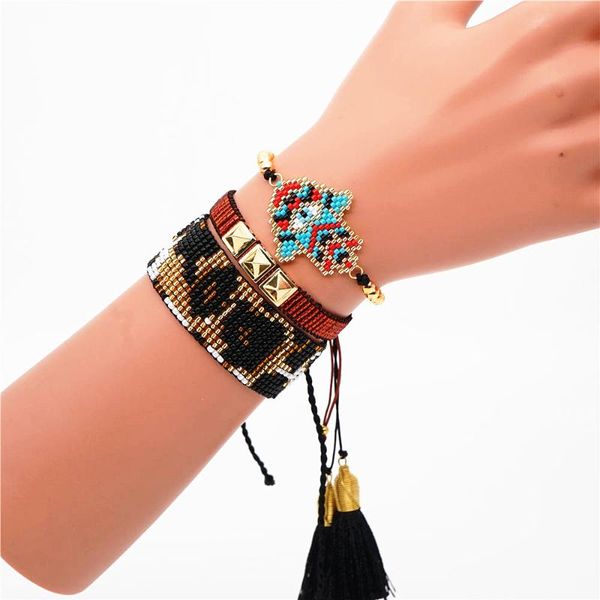 

grapes miyuki evil eye bracelet women leopard bracelet color fatima hamsa hand jewelry boho pulseras mujer 2020 tassel bileklik, Golden;silver