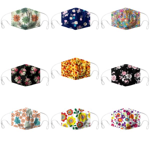 

face maskprinted ice silk adultsfashion masks outdoor anti dust washable mouth mask cover#265, Black