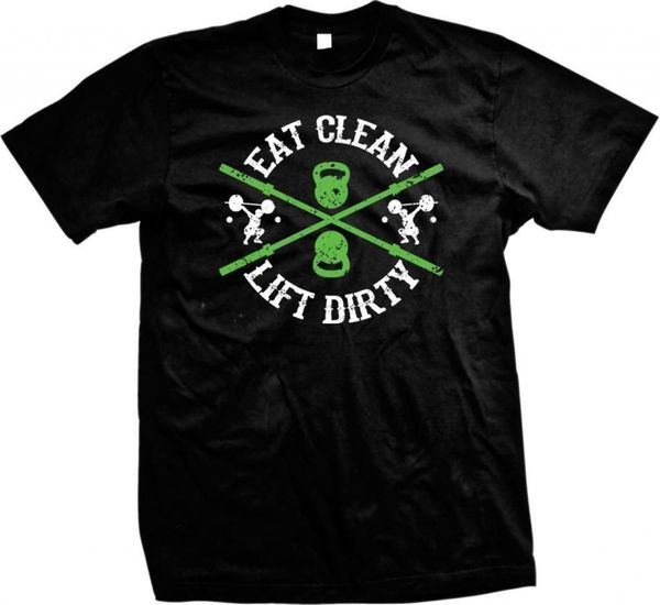 

eat clean lift dirty barbells work out paleo sayings t-shirt print t shirt summer short 2018 fashion