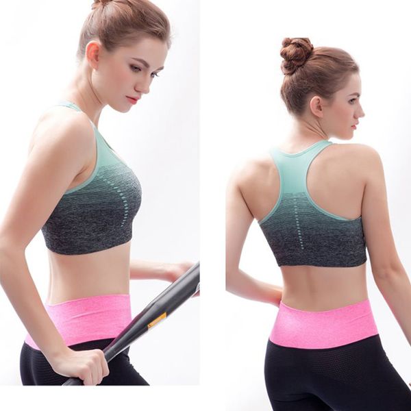 

high stretch breathable sports bra multipurpose running yoga gym workout seamless crop bra women padded gradient sports, White;black