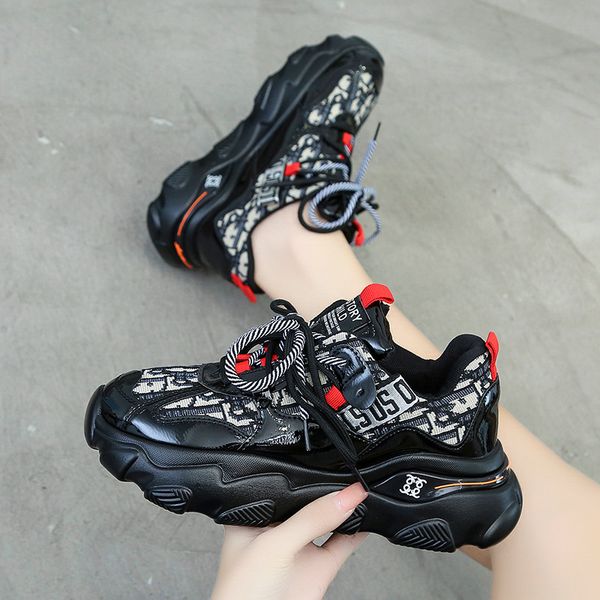 

net red dad shoes women ins fashion 2020 autumn new style feet small platform increased casual black sneakers