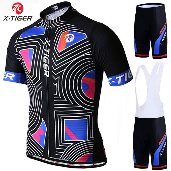 

x-tiger cycling set 100% polyester mtb bike clothing maillot bicycle clothes wear cycling clothing racing jersey, Black;blue