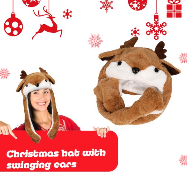 

party hats elk hat christmas ball pinch ears move red funny will cute cap plush doll airbag decor gift