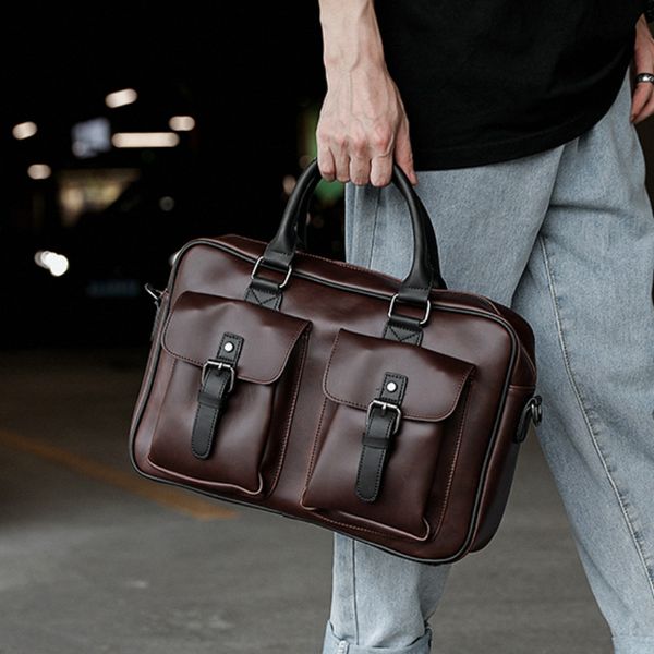 

briefcases tidog crazy horse leather men's cross-section casual retro briefcase