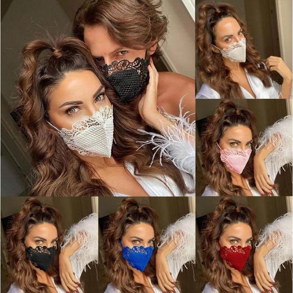 

6 styles protective face mask fashion lace personality dustproof breathable cotton cloth mask washable reusable face mask yya371
