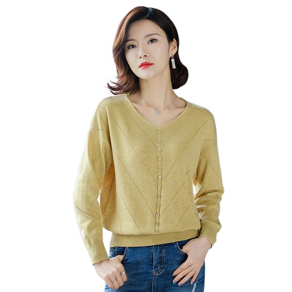 

spring and autumn new solid color v-neck sweater pullovers women fashion knitted long sleeve casual loose thin sweater, White;black