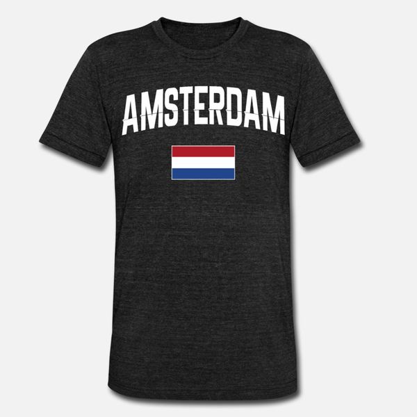 

amsterdam netherlands flag t shirt men designer cotton round collar vintage graphic building summer unique shirt