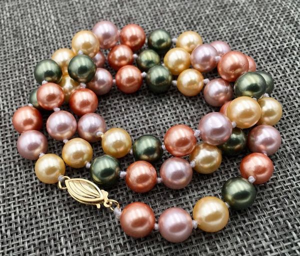 

8mm south sea multicolor shell pearl necklace 18, Silver