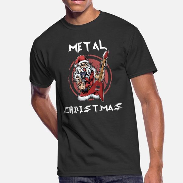 

heavy metal christmas metalhead santa rock horns t shirt men knitted 100% cotton o neck unique interesting comical summer style shirt