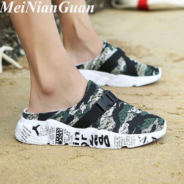 

fashion men's summer shoes big size casual man home slippers water camping sandals men comfort soft mesh indoor slippers b9, Black