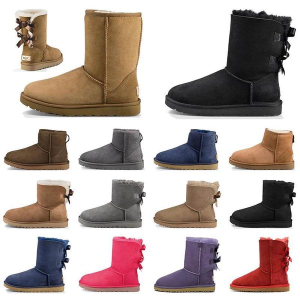 

arrival women australia classic low boots grey black pink chestnut antelope brown bow snow winter boots size 36-41