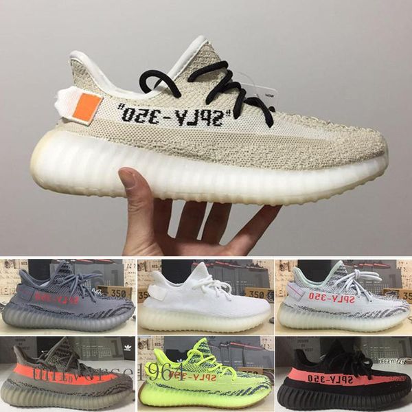 

2019s v2 kanye west s triple white bred butter teach red men women green-core zebra sports sply- training sneakers lip7