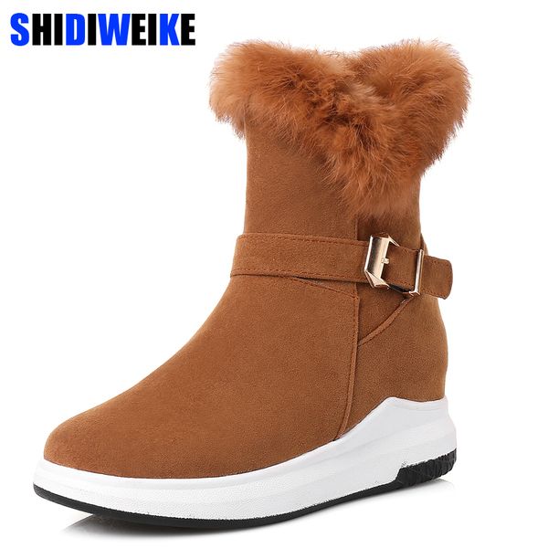 

flats winter shoes ankle boots for women 100% real fur warm cotton ladies shoes 2020 new arrival flat heel snow boots zip m993, Black