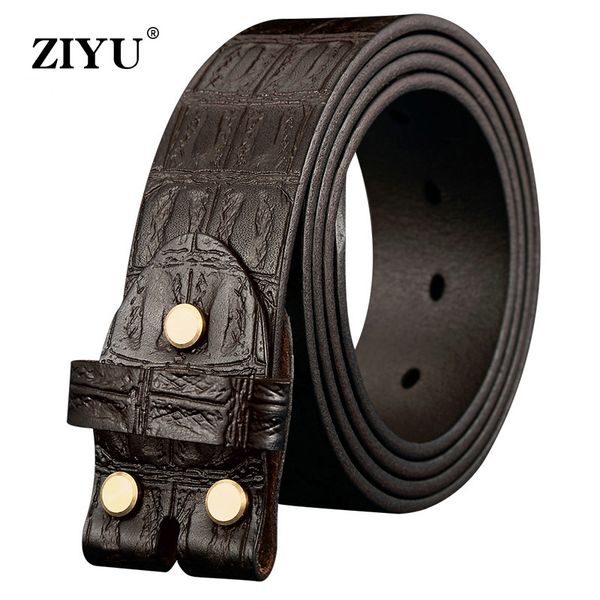 

ziyu good quality real genuine leather belts for men no buckle strap belt 38mm width without buckles one layer leather body belt, Black;brown