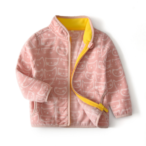 

cute cartoon polar soft fleece jacket casual cardigan clothes sweatshirt for kids and girls in spring, autumn winter kg-356, Blue;gray