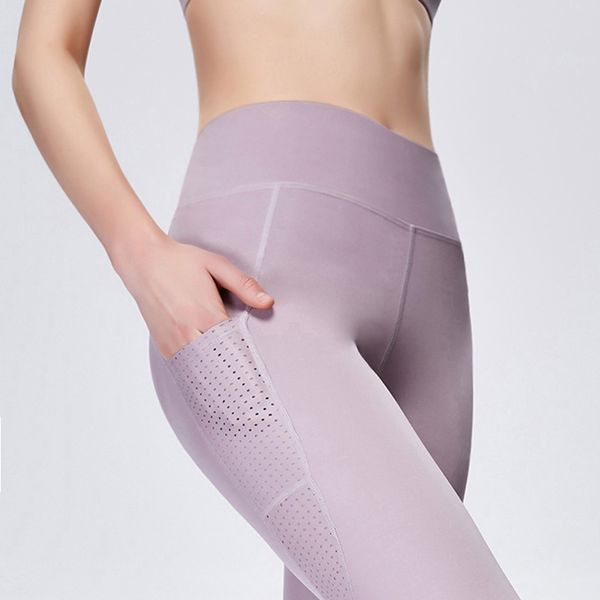 

yoga outfits pocket pants woman hollow out split joint lift the hips close motion run bodybuilding drop, White;red