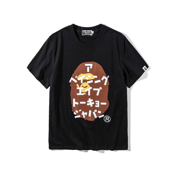 

2020 men's designer t-shirt men's women's high-quality short-sleeved bath ape men's cotton casual hip-hop tee black whit, White;black