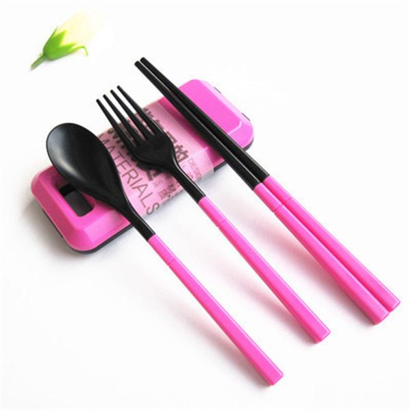 

3pc/lot abs plastic tableware portable travel set folding combination chopsticks fork spoon activity gift set