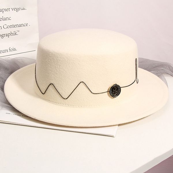 

2021 new winter autumn woolen ladiesfashion decoration jazz hat european american round caps bowler hats, Blue;gray