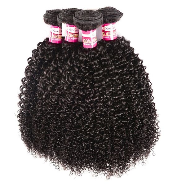 

unprocessed peruvian kinky curly virgin hair 4 bundles 400g lot remy human hair bundles weaves cuticle aligned hair cut from one donor, Black