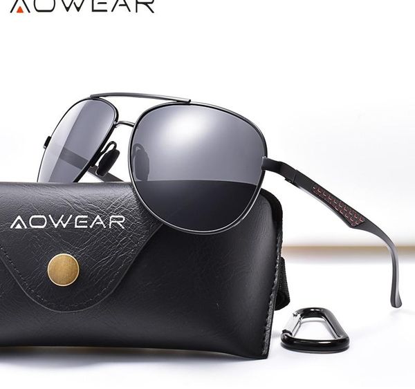 

aowear brand designer 2020 aviation sunglasses men polarized big mirror pilot sun glasses for driving goggle men s oculos001, White;black