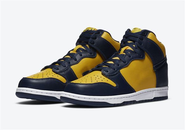 

2020 released original dunk high michigan varsity maize & blue midnight navy men women running shoes sport sneakers with original box