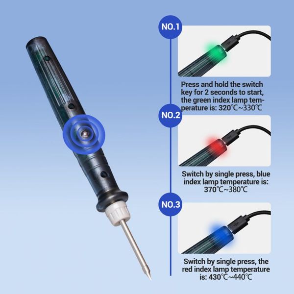 

usb soldering iron tip 5v 8w smart electric powered portable soldering station y98e