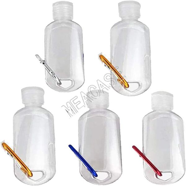 

50ml пустые бутылки алкоголя refillable clear small дезинфицирующее бутылки с продуктом key ring крючок для ухода за кожей бутылка перемещен