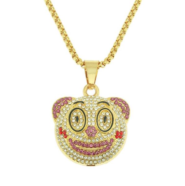 

hip hop new creative tridimensional clown pendant personality trendy men'and womens necklace gold silver jewelry gift