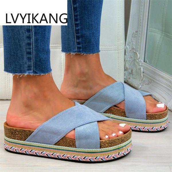 

2020 fashion new summer women's sandals peep-toe shoes woman platfrom casual yellow women shoes slippers women plus size 35-43, Black