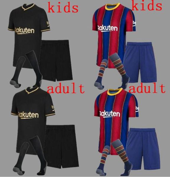 

20-21 kids and suit plus socks soccer soccer jerseys camiseta de futbol ansu fati 2020 football shirt set men uniforms, Black