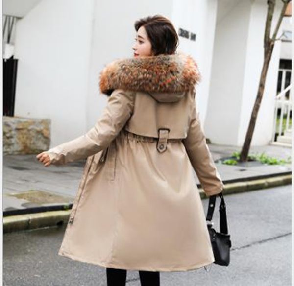 

wholesale parkas style women's slim-fit lace-up lengthened pie overcoming winter fashion cotton jacket, Black