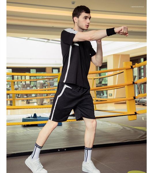 

teenagers irregular penelled tracksuits mnes summer designer sports contrast color short sleeve sets males casual suits, Gray