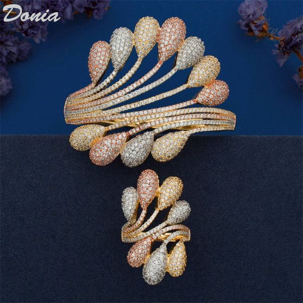 

Donia jewelry European and American fashion exaggeration classic fan-shaped micro inlaid Zirconia Bracelet Set Designer Bracelet Ring