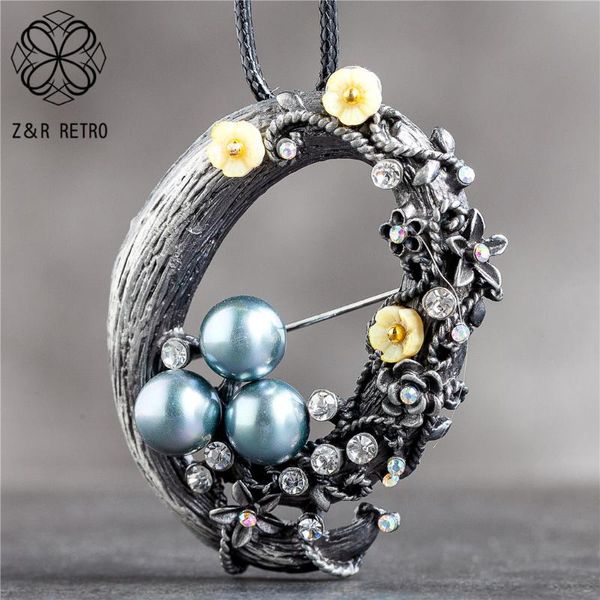 

long necklace for women vintage jewelry pendant grey beads flower 2020 suspension rope chains choker wholesale jewellery ale, Silver